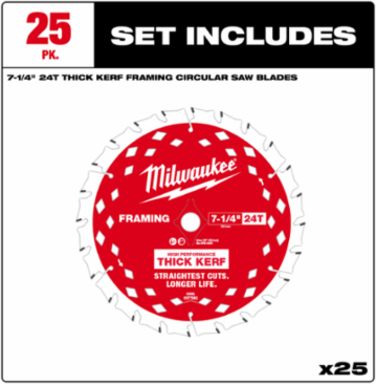 7-1/4" 24T Thick Kerf Framing Circular Saw Blade Contractor Pack (25 PK)