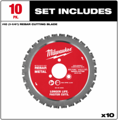 #10 (1-1/4”) Rebar Cutting Blade - 10 PK