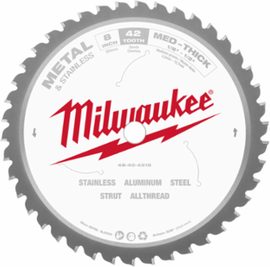 8 Inch 42 Tooth Metal & Stainless Cutting Saw Blade, Carbide Tipped