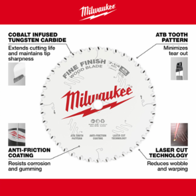 6-1/2 Inch 40 Tooth Circular Saw Blade with Thin Kerf and Laser-Cut Technology