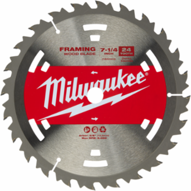 7-1/4 Inch 24T Circular Saw Blade, Tungsten Carbide, 5/8 Inch Arbor