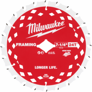 7-1/4 Inch 24T Worm Drive Framing Circular Saw Blade, Steel, 0.625 Inch Arbor