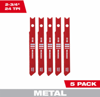 2-3/4 Inch 24 TPI U-Shank High Speed Steel Jig Saw Blades (5 Pack)
