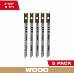 3-1/8 Inch 8 TPI U-Shank High Carbon Steel Jig Saw Blades (5 Pack)