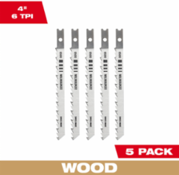 4 Inch 6 TPI U-Shank High Carbon Steel Jig Saw Blades (5 Pack)