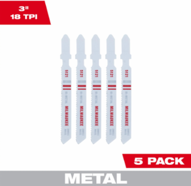 3 Inch Bi-Metal Jig Saw Blades, 18 TPI, 5 Pack