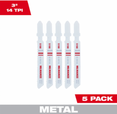 3 Inch 14 TPI T-Shank Bi-Metal Jig Saw Blades (5 PK)