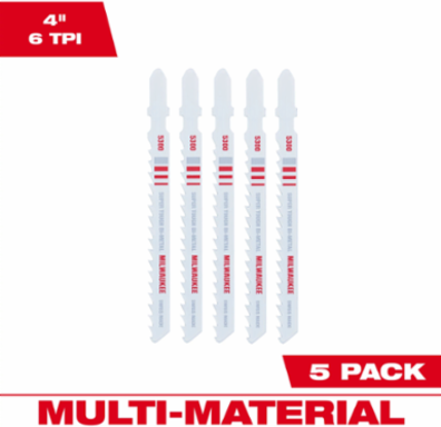4 Inch 6 TPI T-Shank Bi-Metal Jig Saw Blade Set (5 PK)