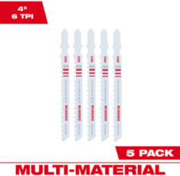 4 Inch 6 TPI T-Shank Bi-Metal Jig Saw Blade Set (5 PK)