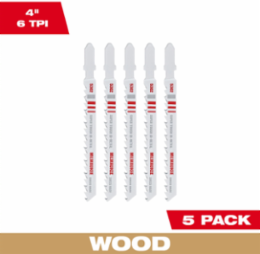 4 Inch 6 TPI T-Shank Bi-Metal Jig Saw Blade Set (5 Pack)