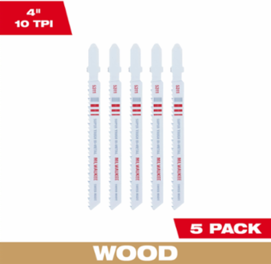 4 Inch 10 TPI T-Shank Bi-Metal Jig Saw Blades (5 Pack)