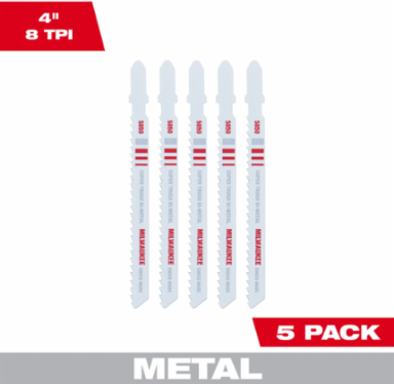 4 Inch 8 TPI Bi-Metal T-Shank Jig Saw Blades (5 Pack)