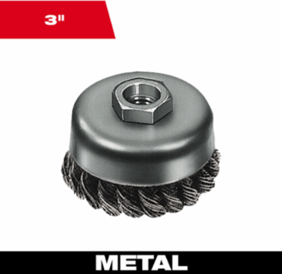 3 Inch Knot Wire Cup Brush - Carbon Steel, Arbor Size 0.625 Inch, Extra Coarse