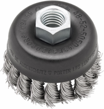 3 Inch Stainless Steel Knotted Wire Cup Brush, Arbor 0.625 Inch, Extra Coarse