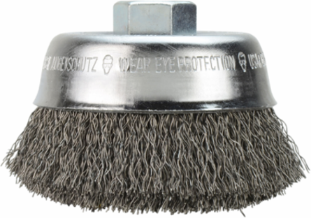 3-1/2 Inch Crimped Wire Cup Brush, Carbon Steel, 12000 RPM