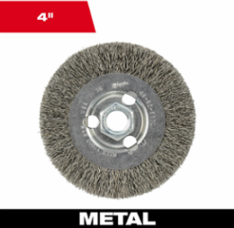 4 Inch Radial Crimped Wire Wheel - Carbon Steel, Coarse, 12000 RPM