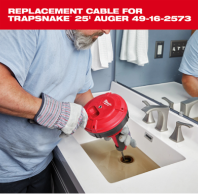TRAPSNAKETM 1/4" x 25' Drop Head Replacement Cable, Steel Construction