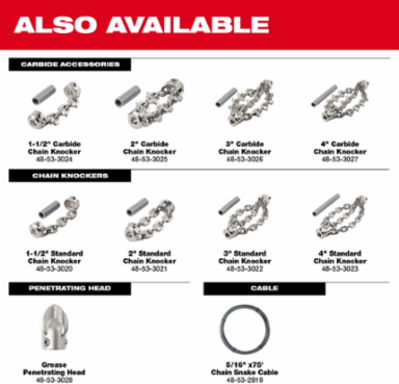 Standard Chain Knocker for 5/16" Chain Snake Cable, 1-1/2" Size, Carbon Steel