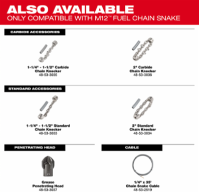 2" Carbide Chain Knocker for 1/4" Chain Snake Cable