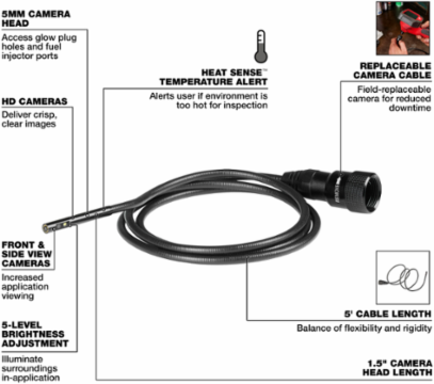5mm 5' Borescope Camera Cable