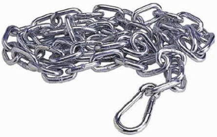 6 ft Safety Chain, Metal, 3/4 Ton Capacity, 33 lbs Max Load
