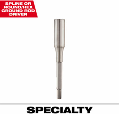 Ground Rod Driver, 3/4 Inch Hex, 10 Inch Length, Forged Steel