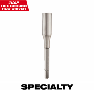 3/4 Inch Hex Ground Rod Driver, 9-3/4 Inch Length, High Speed Steel