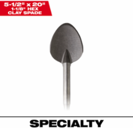 1-1/8 Inch Hex 20 Inch Clay Spade, Forged Steel for Hard Dirt