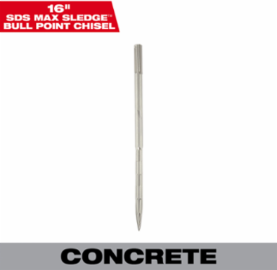 SDS MAX SLEDGETM 16 Inch Bull Point Chisel - High Grade Steel, 1/2 Inch Diameter