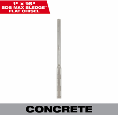 SDS MAX SLEDGETM 1 Inch x 16 Inch Flat Chisel, High Grade Forged Steel