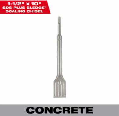 SDS Plus SLEDGE™ 1-1/2 Inch Scaling Chisel, 10 Inch Length, High Speed Steel