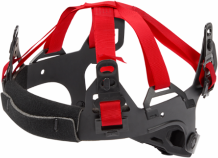 6-Point Ratcheting Suspension with Moisture-Wicking Sweatband, Black/Red