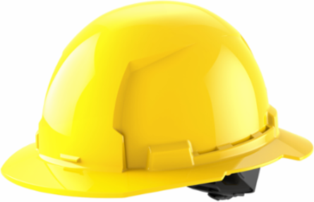 Yellow Full Brim Hard Hat - Type 1 Class E, Impact Resistant, Adjustable Fit