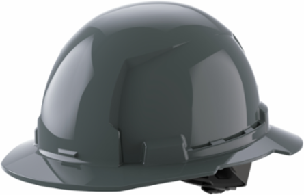 Gray Full Brim Hard Hat, Type 1 Class E, Ratcheting Suspension, Impact Resistant