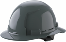 Gray Full Brim Hard Hat, Type 1 Class E, Ratcheting Suspension, Impact Resistant