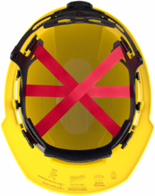 Yellow Front Brim Hard Hat, Adjustable Fit, Impact Resistant, Class E