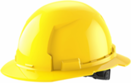 Yellow Full Brim Hard Hat, 6-Point Suspension, Type 1, Class E, Adjustable Fit