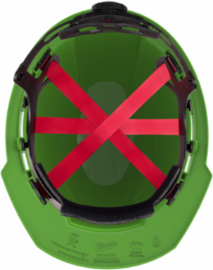Green Front Brim Hard Hat with 6-Point Suspension, Type 1 Class E, Adjustable Fit