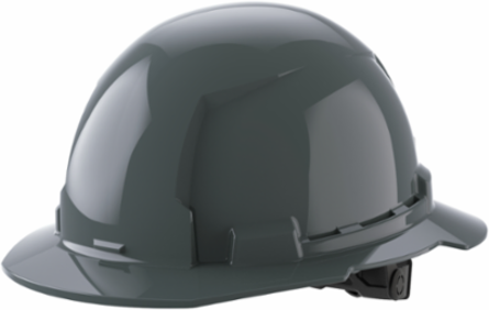 Gray Full Brim Hard Hat with 6-Point Suspension, Type 1 Class E, HDPE Material