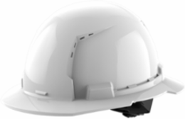 White Full Brim Vented Hard Hat, Type 1 Class C, Adjustable Fit