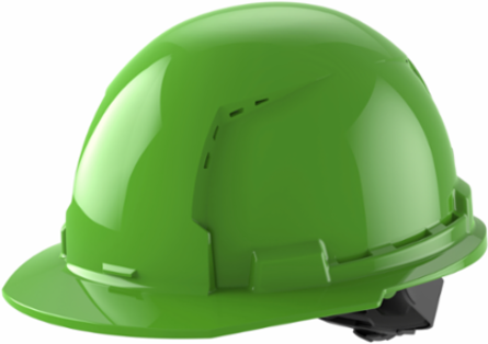 Green Vented Hard Hat, Adjustable Fit, Type 1 Class C, HDPE Material