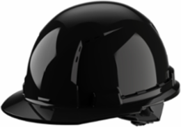 Black Vented Hard Hat with 4pt Ratcheting Suspension, Adjustable Fit, HDPE