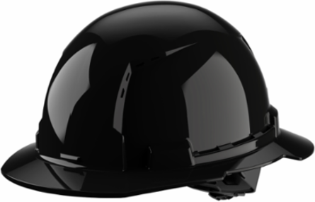 Black Full Brim Vented Hard Hat with 4pt Ratcheting Suspension, Type 1, Class C, Adjustable Fit