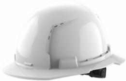 White Full Brim Vented Hard Hat - Type 1 Class C, 6-Point Suspension, Adjustable Fit