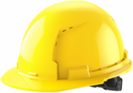 Yellow Front Brim Vented Hard Hat, Class C, Impact Resistant, Adjustable Fit
