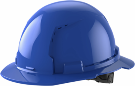 Blue Full Brim Vented Hard Hat Type 1 Class C with 6-Point Suspension