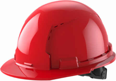 Red Vented Hard Hat with 6-Point Ratcheting Suspension, Adjustable Fit, HDPE