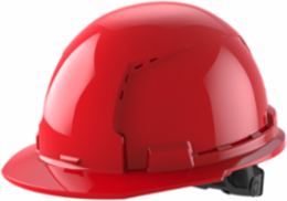 Red Vented Hard Hat with 6-Point Ratcheting Suspension, Adjustable Fit, HDPE
