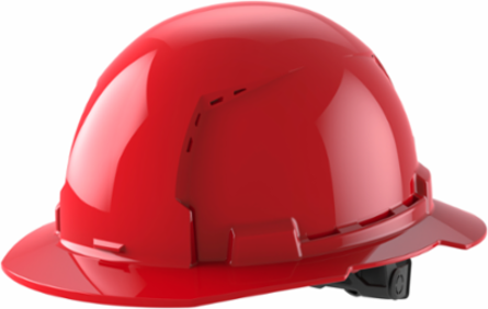 Red Full Brim Vented Hard Hat, Type 1 Class C, Adjustable Fit
