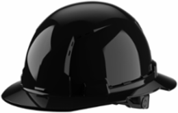 Black Full Brim Vented Hard Hat, Class C, Impact Resistant, Adjustable Fit
